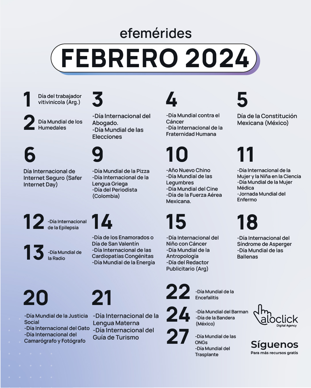 Efemérides Febrero 2024